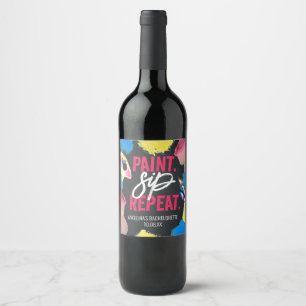 Etiqueta Para Botella De Vino Paint and Sip Chalkboard Bachelorette Party Favor
