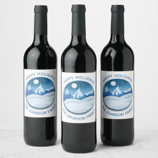 Etiqueta Para Botella De Vino Paisaje helado pacífico personalizado