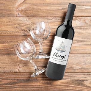 Etiqueta Para Botella De Vino Paisaje Marítimo Costero de Acuarela Moderna para 