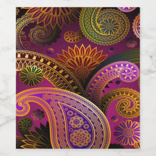 Etiqueta Para Botella De Vino Paisley Purple