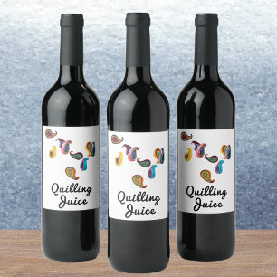 Etiqueta Para Botella De Vino Paisleys con Plumas Divertido Jugo de Quilling (6)