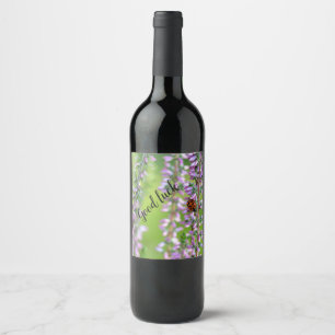 Etiqueta Para Botella De Vino Pájaro de flores -