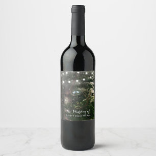 Etiqueta Para Botella De Vino Pájaros de Amor + Pino Árbol Noche Bodas Vino Pers