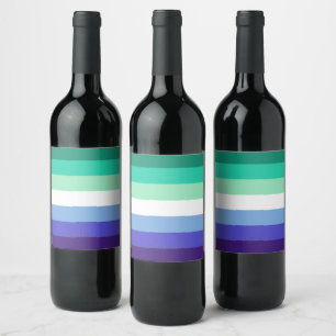 Etiqueta Para Botella De Vino Paleta de la bandera de hombres gays trans-inclusi