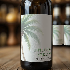 Etiqueta Para Botella De Vino Palm Tree Island Destination Green Wedding