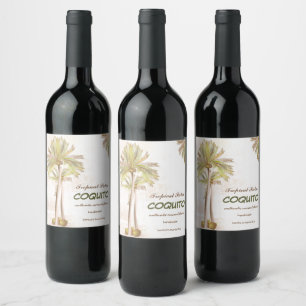 Etiqueta Para Botella De Vino Palm tropical de coco de coquito