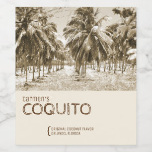 Etiqueta Para Botella De Vino Palma de coco tropical para Coquito