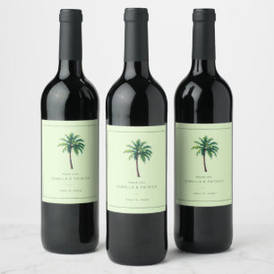 Etiqueta Para Botella De Vino Palmera de menta tranquila