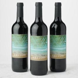 Etiqueta Para Botella De Vino Palmeras Tropicales Personalizadas
