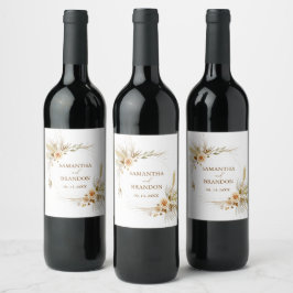 Etiqueta Para Botella De Vino Pampas Boda tropical elegante
