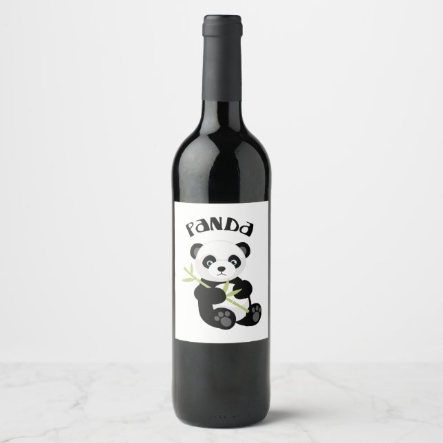 Etiqueta Para Botella De Vino Panda (Anverso)