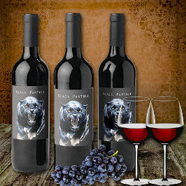 Etiqueta Para Botella De Vino Pantera negra