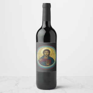 Etiqueta Para Botella De Vino Pantocrador de Jesucristo