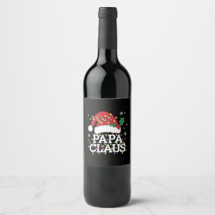 Etiqueta Para Botella De Vino Papa Claus Luces de Navidad Pijama Familia Combina