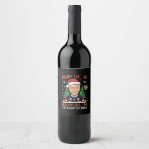Etiqueta Para Botella De Vino Papá Noel Divertido Joe Biden Feliz Uh Uh Navidad