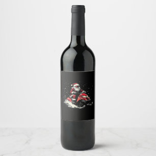 Etiqueta Para Botella De Vino Papá Noel Moto de nieve Trineo Motor Divertida Nav