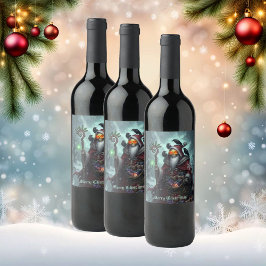 Etiqueta Para Botella De Vino Papá Noel Oscuro de las Sombras – Esqueleto de Nav