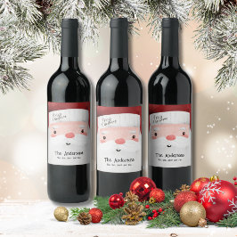 Etiqueta Para Botella De Vino Papá Noel personalizado Feliz Navidad