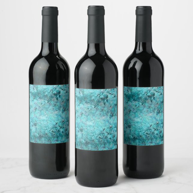 Etiqueta Para Botella De Vino Papel de neón azul crudo (Botellas)