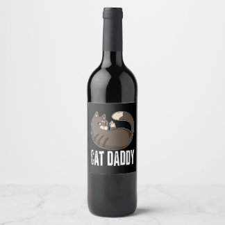 Etiqueta Para Botella De Vino Papi de gato | Gracioso Gato Amante Para El Día De