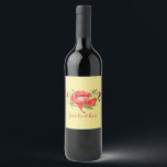 Etiqueta Para Botella De Vino Paquetes rojos de color de agua personalizados<br><div class="desc">Flores de adormidera de color rojo color agua ilustracion sobre fondo amarillo. Personaliza con tu texto</div>