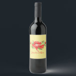 Etiqueta Para Botella De Vino Paquetes rojos de color de agua personalizados<br><div class="desc">Flores de adormidera de color rojo color agua ilustracion sobre fondo amarillo. Personaliza con tu texto</div>