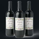 Etiqueta Para Botella De Vino Para siempre - Dos corazones - Un amor<br><div class="desc">Este diseño boda presenta delicados bordes florales sobre un fondo de papel blanco prensado. El diseño romántico es perfecto para un boda primaveral o veraniego,  y el uso sutil de las flores le da un toque de elegancia al conjunto.</div>