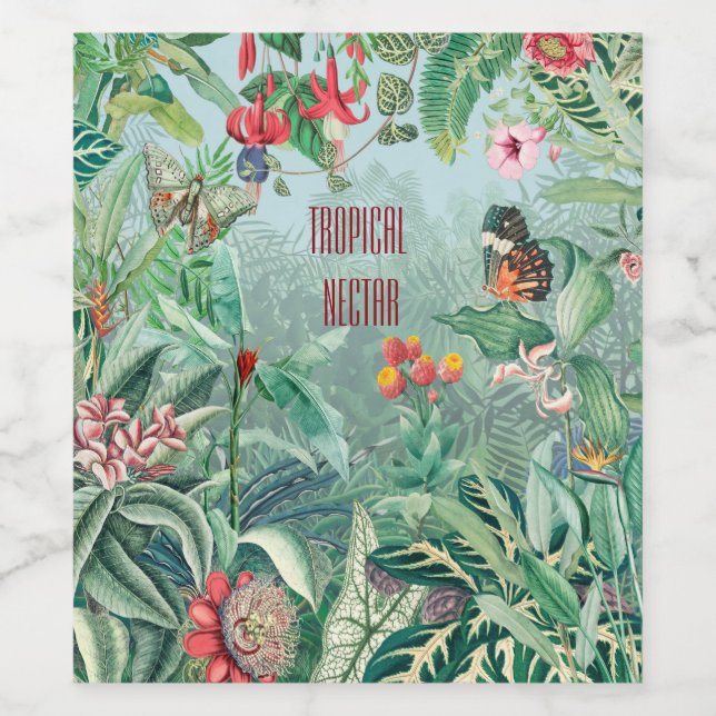 Etiqueta Para Botella De Vino Paraíso tropical (Etiqueta única)