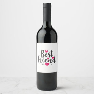 Etiqueta Para Botella De Vino Pareja Arte Corazón Mejor Amigo
