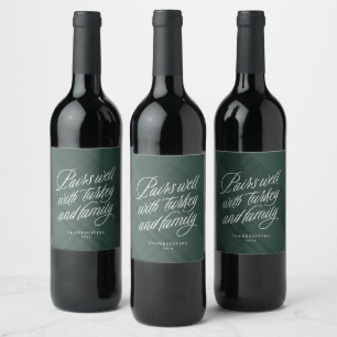 Etiqueta Para Botella De Vino Pareja bien con el divertido y duro Día de Gracias