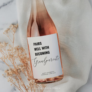 Etiqueta Para Botella De Vino Pareja bien con los abuelos de la Invitación del b