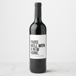 Etiqueta Para Botella De Vino Pareja bien con una casa nueva, regalo para el cam