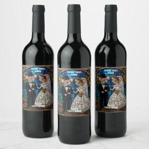 Etiqueta Para Botella De Vino Pareja Boda de ratón suave