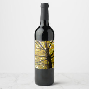 Etiqueta Para Botella De Vino Pareja de Arces Amarillos Naturaleza de Otoño