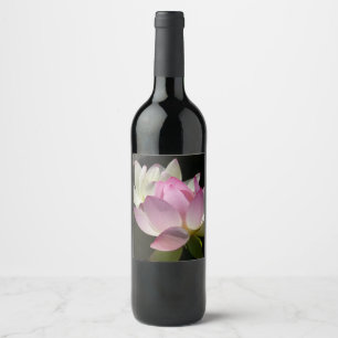 Etiqueta Para Botella De Vino Pareja de flores de Lotus II