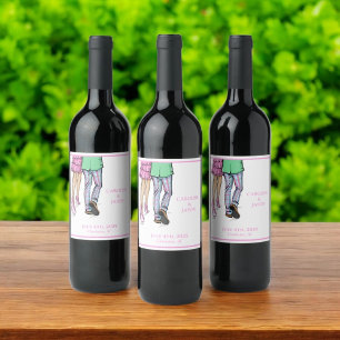 Etiqueta Para Botella De Vino Pareja de Moda Preppy / Despedida de Soltera y Com
