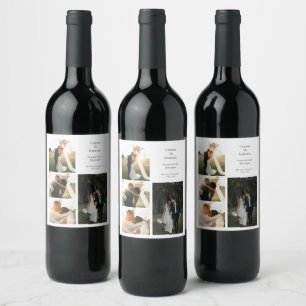 Etiqueta Para Botella De Vino Pareja de recién casados elegante Aniversario 4 Fo