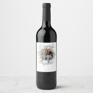 Etiqueta Para Botella De Vino pareja FELIZMENTE JUNTOS 30 ANIVERSARIO FOTO AÑO 