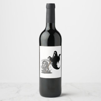 Etiqueta Para Botella De Vino Pareja y fantasma espantados.