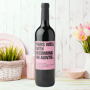 Etiqueta Para Botella De Vino Parejas Divertidas Felicidades Tía Anuncio de Emba