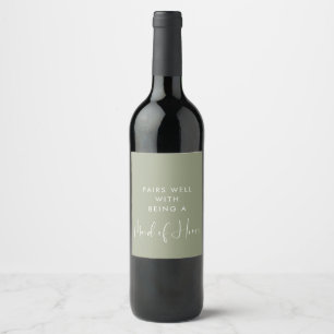 Etiqueta Para Botella De Vino Parejas verdes de sabio bien con ser una doncella 