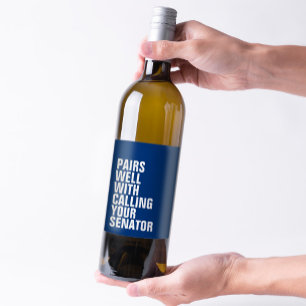 Etiqueta Para Botella De Vino Pares bien con azul divertido