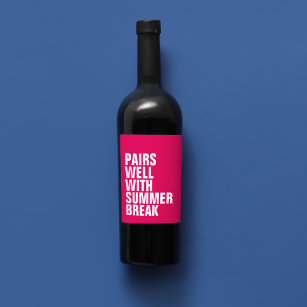 Etiqueta Para Botella De Vino Pares bien con el rosa divertido del verano