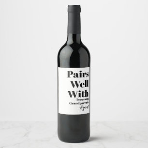 Etiqueta Para Botella De Vino Pares sencillos de negro con abuelos de nuevo 