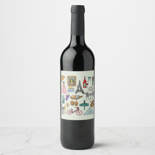 Etiqueta Para Botella De Vino París romántico (Anverso)