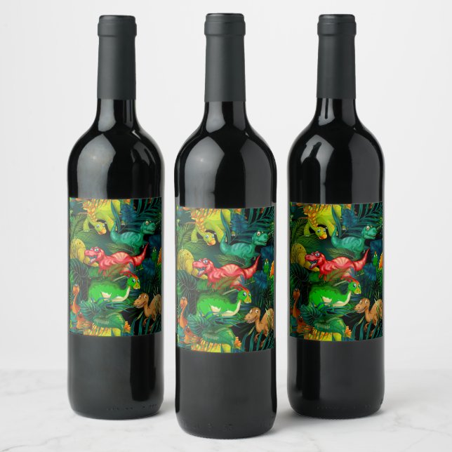 Etiqueta Para Botella De Vino Parque Dinosaur (Botellas)