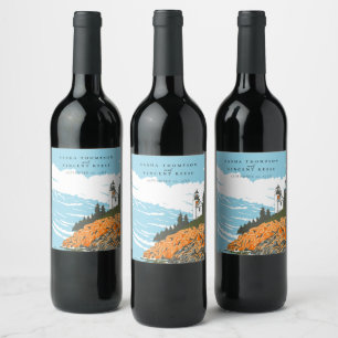 Etiqueta Para Botella De Vino Parque nacional Acadia Boda Retro