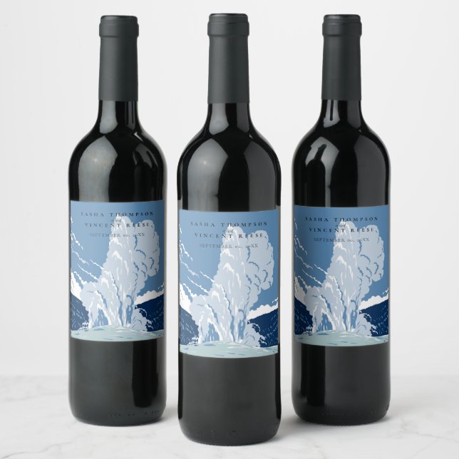 Etiqueta Para Botella De Vino Parque nacional Yellowstone Boda Retro (Botellas)