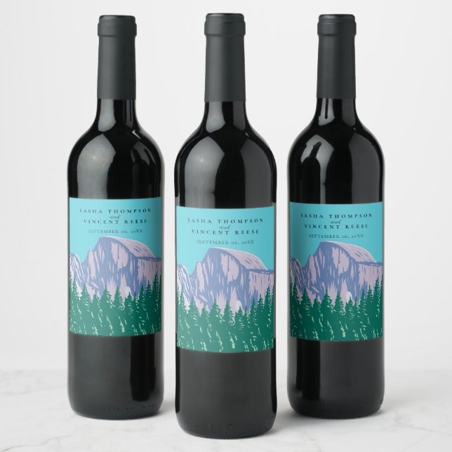 Etiqueta Para Botella De Vino Parque nacional Yosemite Boda Retro (Botellas)