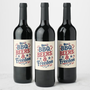 Etiqueta Para Botella De Vino Parrilladas, Cervezas y Libertad – Vibraciones Ret